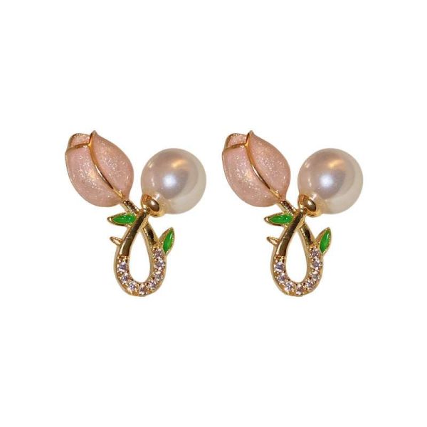 Pink tulip earrings